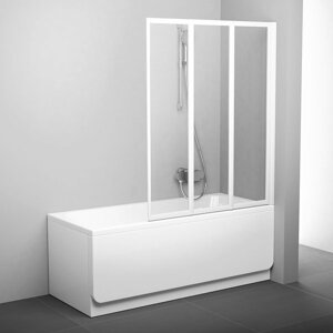 Ravak VS3 100 - bílá+transparent, vanová skládací třídílná zástěna 100 cm, bílý rám, skleněná čirá výplň