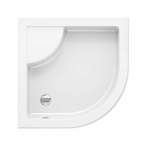 Ravak SABINA 80 LA WHITE - čtvrtkruhová sprchová zvýšená vanička 80 x 80 cm se sedátkem, bílá (bez nožiček a bez čelního panelu)