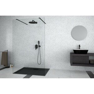 BESCO Walk-in sprchová zástěna do prostoru AVEO DUE BLACK 100 cm, černá, čiré sklo