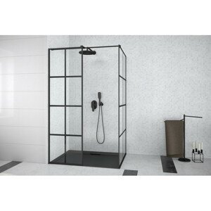 BESCO Walk-in sprchová rohová zástěna EXCEA 100 x 80 cm, černá barva, Čiré sklo