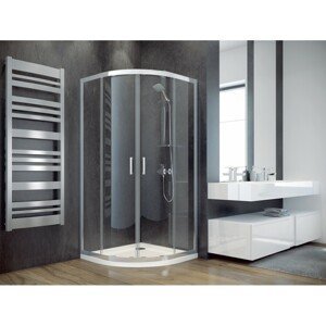BESCO Čtvrtkruhový sprchový kout MODERN 90 x 90 x 165 cm snížený, čiré sklo, bez vaničky
