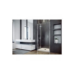 BESCO Bezrámové sprchové dveře VIVA 195D - 100 cm, Levé (SX), Hliník chrom, Čiré bezpečnostní sklo - 8 mm