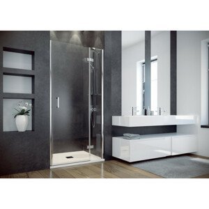 BESCO Bezrámové sprchové dveře VIVA 195D - 100 cm, Pravé (DX), Hliník chrom, Čiré bezpečnostní sklo - 8 mm