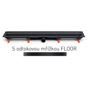 Chuděj Lineární plastový žlab MCH černý 650 mm,boční D40,klasik/floor, černá (hladký rošt nebo vložení dlažby)