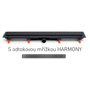 Chuděj Lineární plastový žlab MCH černý 850 mm,boční D40,harmony černá