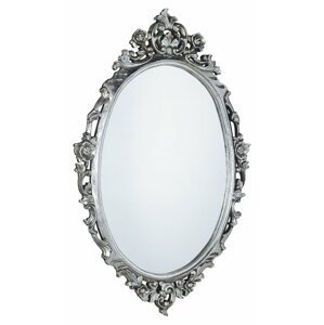 Sapho DESNA oválné zrcadlo ve vyřezávaném rámu, 80x100cm, stříbrná