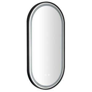 Sapho KEIRA oválné zrcadlo s LED osvětlením 45x90cm, senzor, fólie anti-fog, 3000-6500°K, černá mat