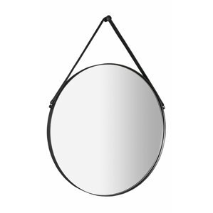 Sapho ORBITER zrcadlo kulaté s koženým páskem, ø 60cm, černá mat
