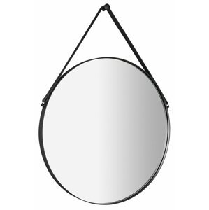 Sapho ORBITER zrcadlo kulaté s koženým páskem, ø 70cm, černá mat