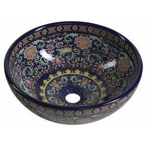 Sapho PRIORI keramické umyvadlo, průměr 41 cm, 15 cm, fialová s ornamenty