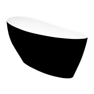 BESCO Volně stojící vana KEYA (SAPRI) - Černá / bílá, 165 x 70 cm, litý mramor