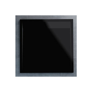 SanSwiss Ila Wiq sprchová vanička černý granit 800x800 mm s černým matným krytem odtoku 06154