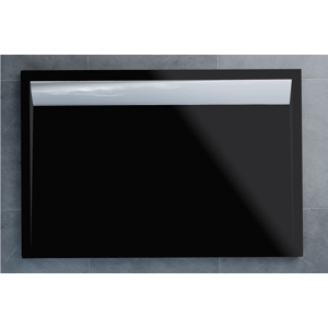 SanSwiss Ila Wiq sprchová vanička černý granit 900x900 mm s krytem odtoku aluchrom 50154