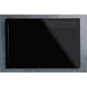 SanSwiss Ila Wiq sprchová vanička černý granit 1000x1000 mm s černým matným krytem odtoku 06154