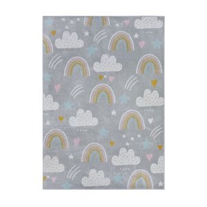 Dětský kusový koberec Hanse Home Adventures 105955 Rainbow Clouds Grey 120x170 cm