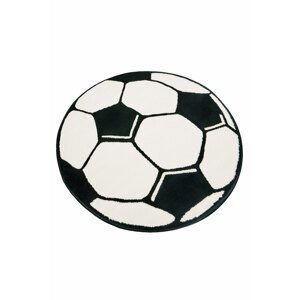 Detský kusový koberec Hanse home Fussball 100015 White Black Ø 100 cm