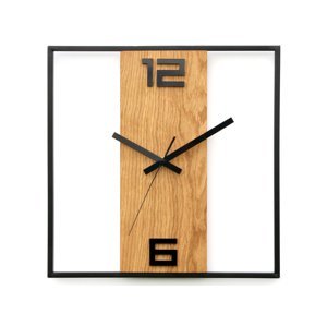 Moderní nástěnné hodiny RETRO dřevo-kov