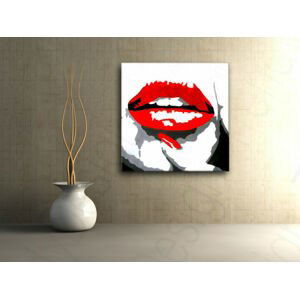 Ručně malovaný POP Art RED LIPS 1 dílný 100x100cm