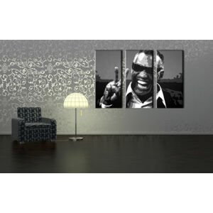 Ručně malovaný POP Art Ray Charles 3 dílný 120x80cm