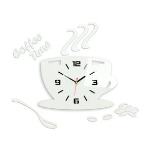 Moderní nástěnné hodiny COFFE TIME 3D WHITE
