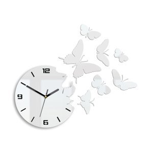 Moderní nástěnné hodiny BUTTERFLIE 3D WHITE NH049