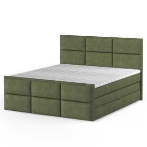 Postel boxspring MELVA olivová, 160x200 cm