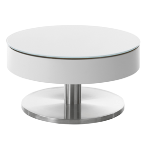 Konferenční stolek SUDI bílá vysoký lesk/ocel