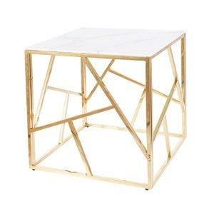 Přístavný stolek ISCODO 4 bílý mramor/zlatá