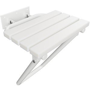 Bemeta Design HELP: Sklopné sprchové sedátko s nohou bez krytky, bílé, plast bílý - 301102184