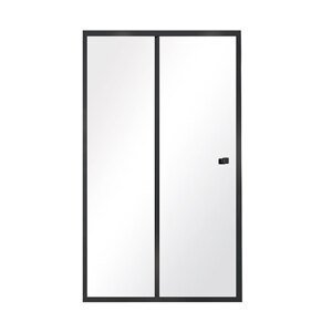 Besco Posuvné sprchové dveře DUO SLIDE BLACK 100x195 (110x195, 120x195, 130x195 ) pro instalaci do niky Varianta: šířka: 110 cm, orientace: Univerzální, kód produktu: DUO SLIDE BLACK 110 T, DDSB-110, profily: černá, výplň: transparent