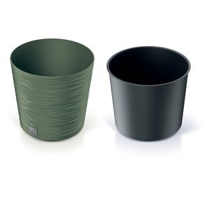 Prosperplast Květináč FURU ROUND zemitě zelený Barva: Zelená, kód produktu: DFR250-5615C, rozměry (cm): ø 25x24,7
