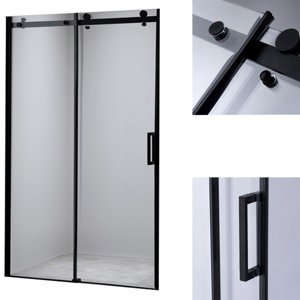 BPS-koupelny Posuvné sprchové dveře HYD-PD03 120 černá/transparent pro instalaci do niky