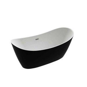 BPS-koupelny Volně stojící akrylátová vana HYD-RIC513A 150x75 bílá/černá, odtokový komplet chrom