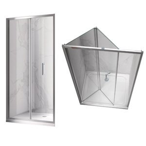 BPS-koupelny Zalamovací otočné sprchové dveře HYD-DN11 120 chrom/transparent pro instalaci do niky