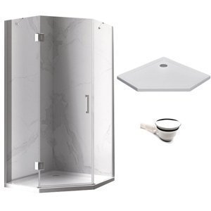 BPS-koupelny Pětiúhelníkový sprchový kout HYD-PK10A 80x80 chrom/transparent + vanička HYD-PSV-ST08A bílá