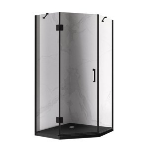 BPS-koupelny Pětiúhelníkový sprchový kout HYD-PK10B 90x90 černá/transparent + vanička HYD-PSV-ST08B černá