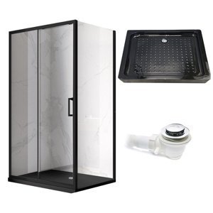 BPS-koupelny Obdélníkový sprchový kout HYD-OK104C 120x90 černá/transparent + vanička HYD-OSV-SXL04C černá