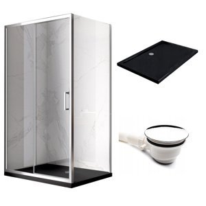 BPS-koupelny Obdélníkový sprchový kout HYD-OK104C 120x90 chrom/transparent + vanička HYD-OSV-ST04C černá