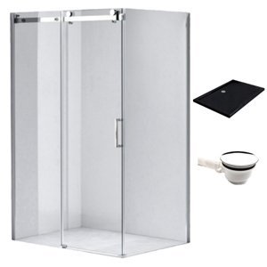 BPS-koupelny Obdélníkový sprchový kout HYD-OK202C 120x90 chrom/transparent + vanička HYD-OSV-ST04C černá