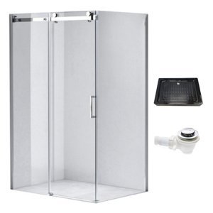 BPS-koupelny Obdélníkový sprchový kout HYD-OK202C 120x90 chrom/transparent + vanička HYD-OSV-SXL04C černá