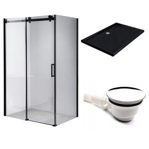 BPS-koupelny Obdélníkový sprchový kout HYD-OK14 100x90 černý/transparent + vanička HYD-OSV-ST04A černá