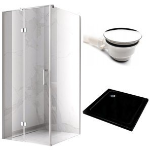 BPS-koupelny Čtvercový sprchový kout HYD-SK01B 80x80 chrom/transparent + vanička HYD-OSV-ST02A černá