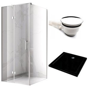 BPS-koupelny Čtvercový sprchový kout HYD-SK01D 100x100 chrom/transparent + vanička HYD-OSV-ST06A černá