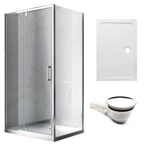BPS-koupelny Obdélníkový sprchový kout HYD-OK06C 110x80 chrom/transparent + vanička HYD-OSV-ST03B bílá