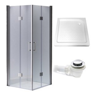 BPS-koupelny Čtvercový sprchový kout HYD-SK1290B 90x90 chrom/transparent + vanička HYD-OSV-SXL02B bílá