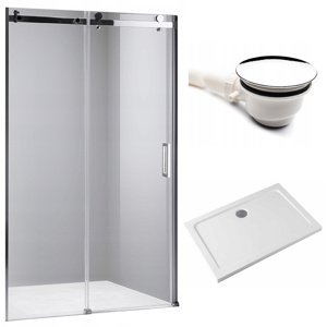 BPS-koupelny Posuvné sprchové dveře HYD-PD03C 110 chrom/transparent pro instalaci do niky + vanička HYD-OSV-ST05D bílá