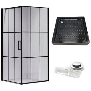 BPS-koupelny Čtvercový sprchový kout HYD-SK13A 80x80 černý/transparent + vanička HYD-OSV-SXL02A černá