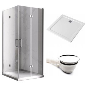 BPS-koupelny Čtvercový sprchový kout HYD-SK08C 90x90 chrom/transparent + vanička HYD-OSV-ST02B bílá