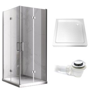 BPS-koupelny Čtvercový sprchový kout HYD-SK08C 90x90 chrom/transparent + vanička HYD-OSV-SXL02B bílá