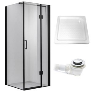 BPS-koupelny Čtvercový sprchový kout HYD-SK1390A 80x80 černý/transparent + vanička HYD-OSV-SXL02A bílá